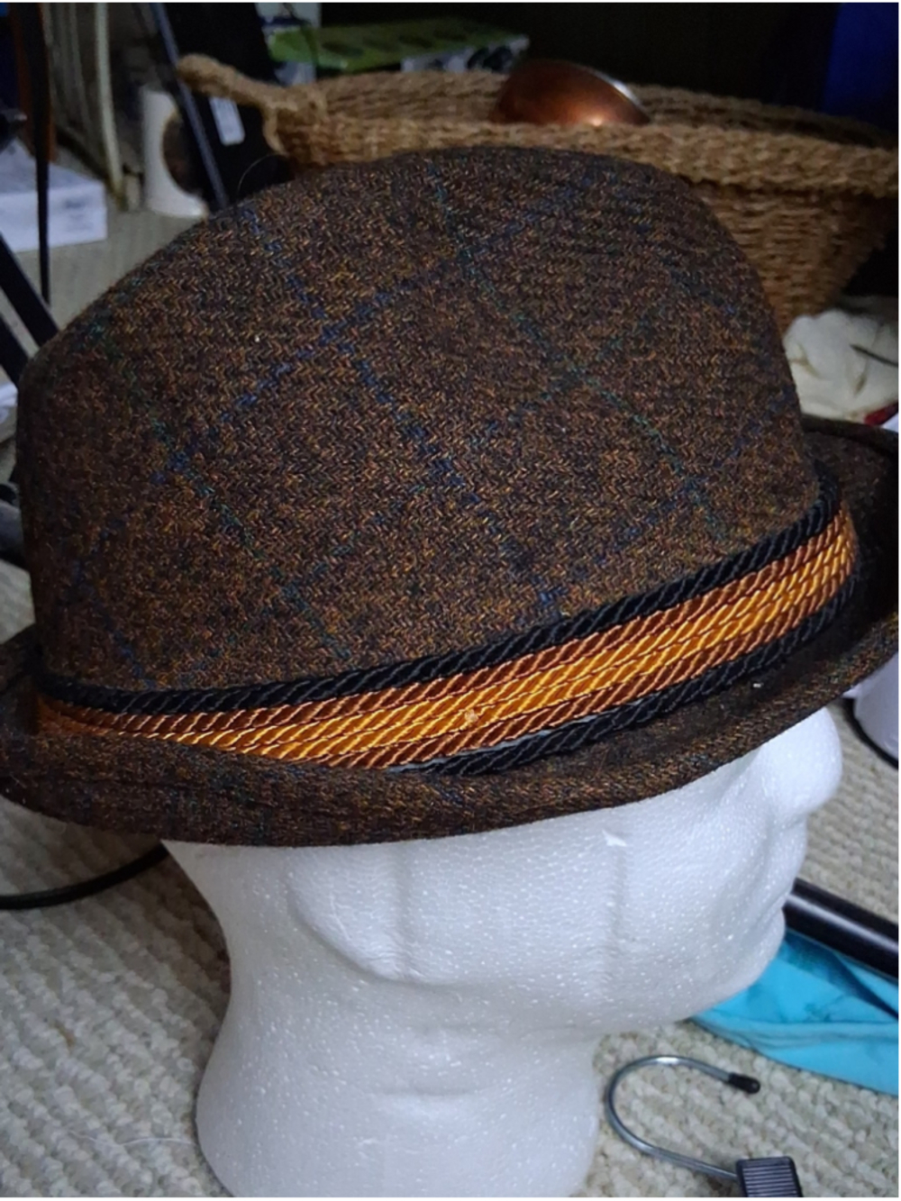 Vintage Men's Brown Tweed Fedora Made In Canada